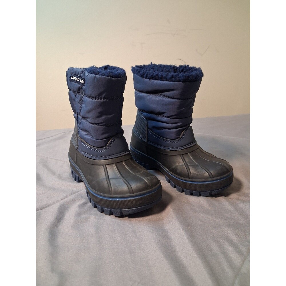 Lands' End Kids Winter Snow Boots Insulated Lined Blue